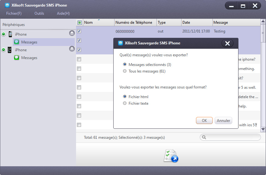 Xilisoft Sauvegarde SMS iPhone